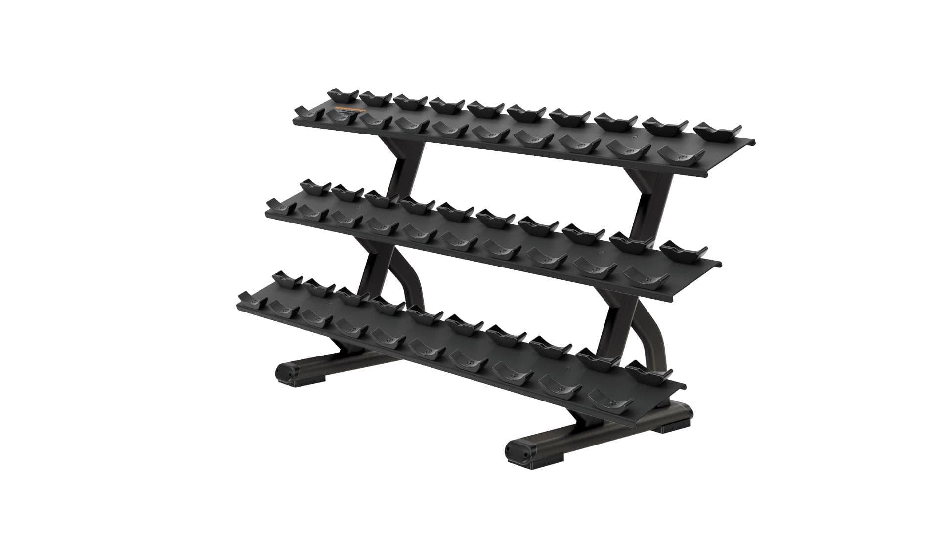 Precor Discovery Series 3 Tier, 15 Pair Dumbbell Rack (DBR0815) Weight Storage Precor Silver