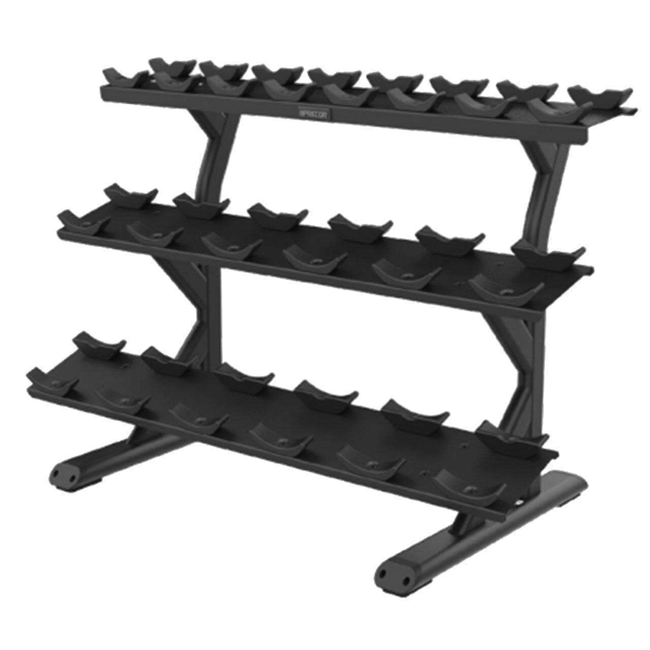 Precor Vitality Series 3-Tier, 10-Pair, Saddle Tray Dumbbell Rack (VBR ...
